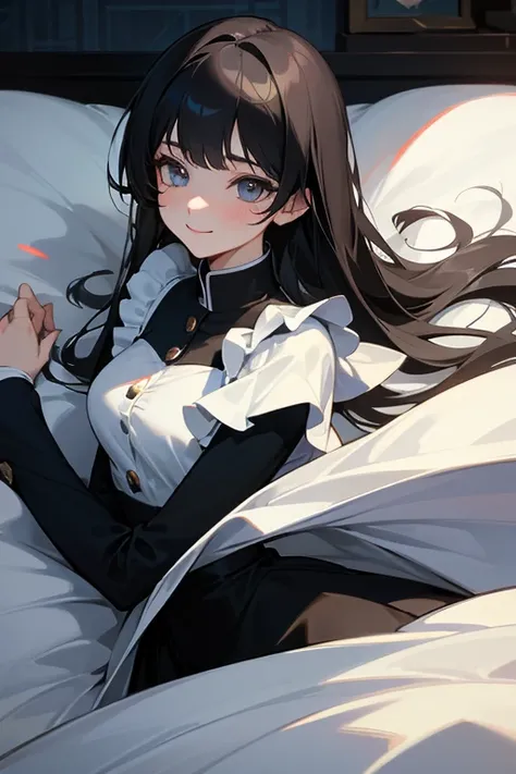 (   highest resolution,   clear  _image)、(   best quality).single, One woman, Alone,     Masterpiece  , ((     1 boy and 1 girl are having sex  )). semi-realistic ,    black hairのショートヘア,    black hair, bangs, 18 years old,   mature, light blue uniform, uni...