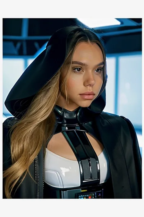 ALEXIS-REN,  half of Darth Vader ,  Behind Vader and the other half of Anakin Skywalker .  Place Stormtroopers , behind Anakin the clones .  Top right is the coat of arms of the Galactic Empire ,  at the top left is the coat of arms of the Galactic Republi...