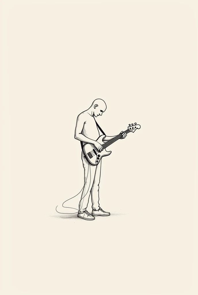 create a single line minimalist tattoo designs for bassist playing electric bass