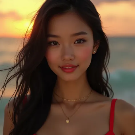 (masterpiece, ultra high res, photorealistic:1.9), 8K cinematic close-up with the face centered in the frame, 1:1 ratio, young slim Southeast Asian woman (Thai-Indonesian mix), smooth glowing skin with a dewy finish, intense almond-shaped eyes with bold la...