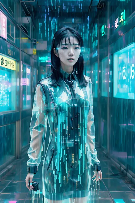 polaroid photograph, film grain,  (cyberpunk:1.3), neo-noir, astonished, (dissolving:1.3), (disintegrating:1.3), (vanishing:1.3)
A poignant moment as a virtual hologram humanoid [European|Korean] girlfriend bids farewell to the real world, her (cyan:0.8) a...