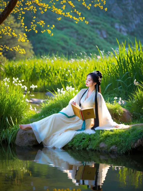  EExtremely long-distance lens, highest quality、masterpiece、超High resolution、(Realistic:1.3)、RAW Photos,A beautiful girl, Perfect face, Pretty Face, Wearing traditional  dress, Zen style, Bright Star, Light and Shadow, Ancient White, epic, Extremely delica...