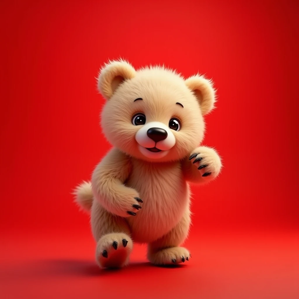 normal image baby bear .Red background