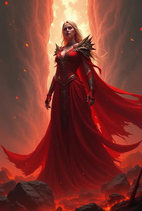 Surtr arknights video games red dress
