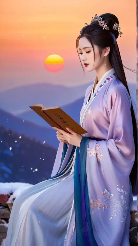  EExtremely long-distance lens, highest quality、masterpiece、超High resolution、(Realistic:1.3)、RAW Photos,A beautiful girl, Perfect face, Pretty Face, Wearing traditional  dress, Zen style, Bright Star, Light and Shadow, Ancient White, epic, Extremely delica...