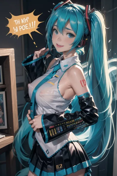   best quality,     Masterpiece  ,   realistic  , photo  realistic  ,   1 girl, Alone,   watch viewers, smile,   standing,  cowboy shooting,   Hatsune Miku     cosplay costume,   Hatsune Miku  ,   cosplay,   Aqua Hair,   twin tails,   Very Long Hair  ,   h...