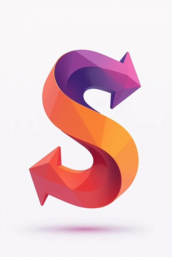 Make a S letter with arrow sign abstract icon, colour is orange and purple. 