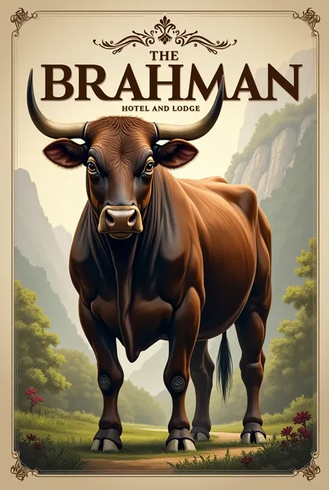 Company cover that says  "BRAHMAN Hotel and Lodge " On the cover there must be a bull without horns 