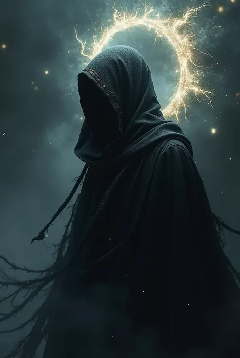 A divine being, Who would be an agent of chaos .  His body is as black as the sky ,  the body is like a fog and thick smoke.    The cloak glides over your body like liquid shadows ,  ornamented with shimmering details that twinkle in a subtle way .  The ho...