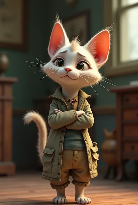 A very beautiful cat in old clothes about worry how to achieved money 
3d animation 