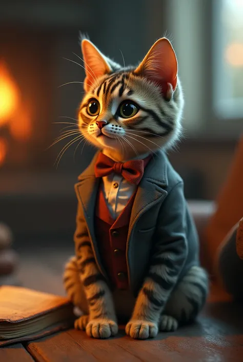 A very beautiful cat in old clothes about worry She thinks what should I do so that I have everything
3d animation 