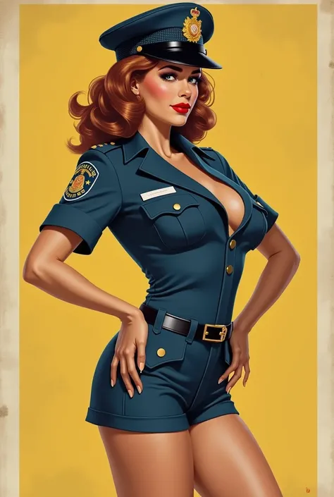 
arafed image of a woman in a Sexy British Police Uniform posing, pinup art, pinup girl, pinup, pin-up poster girl, vintage pin up, inspired by Alberto Vargas, pin up girl, pinup body, by Alberto Vargas, girl pinup, in retro swimsuit, pinup model, pin - up...