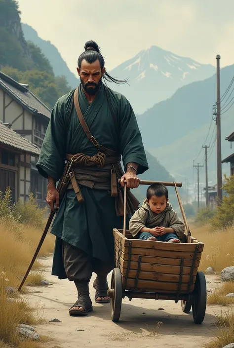 lone wolf and cub, wooden baby cart, japanese, samurai