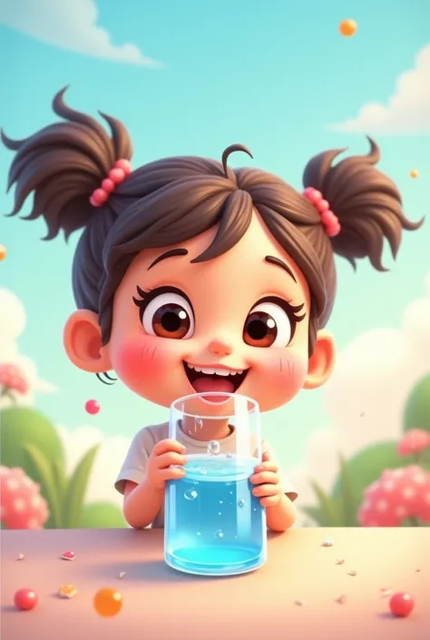 Drinking water  cartoon girl