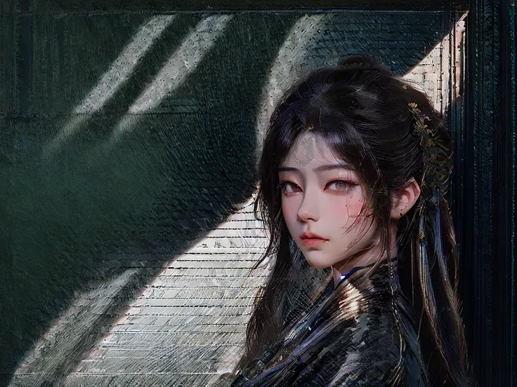 Close up of a woman with brown hair and brown mask，Belle peinture de personnage，Chinese immortals，Fairy style，Guviz，Guviz-style artwork，Silver-haired god，Yang J，Epic and beautiful character art，Stunning character art，FAN Qi，Wu Zhun Shifan，Guvitz at the Pix...