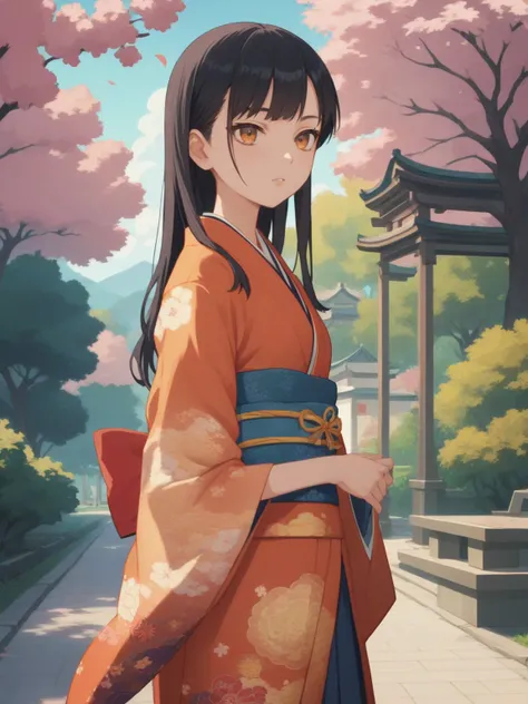 score_9, score_8_up, score_7_up,  source_anime, masterpiece, best quality, anime screencap,source_anime, anatomically correct,
1girl, pale skin,short girl, 
black hair, long hair,(long straight hair),amber eyes,small breasts,upper class,kimono,japanese clo...