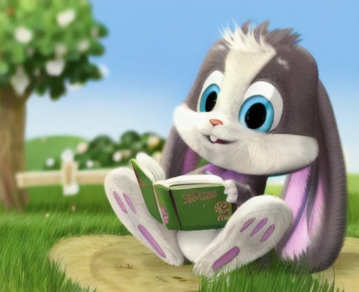 Rabbit reading a book