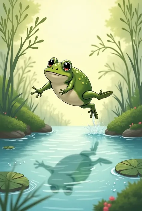 A cute 2d toad diving into the water 