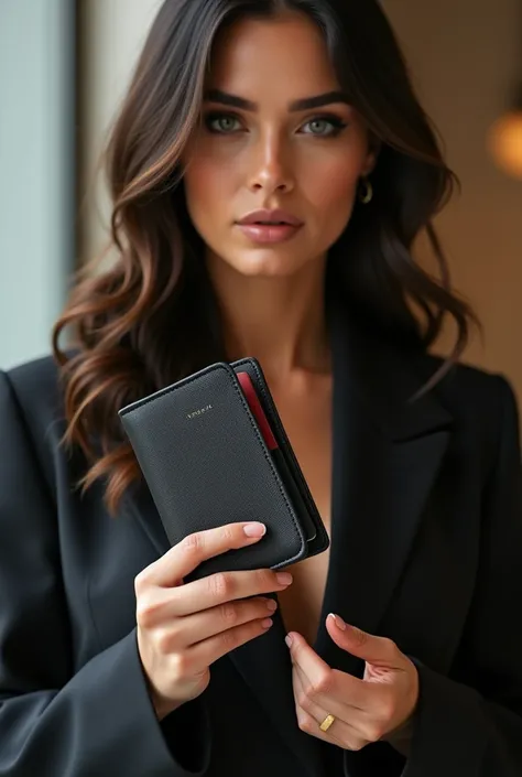 A porn star holding A premium leather passport holder crafted to hold and organize multiple passports. This holder features an innovative design that allows for securely attaching multiple passports together, making it convenient for frequent travelers. Th...