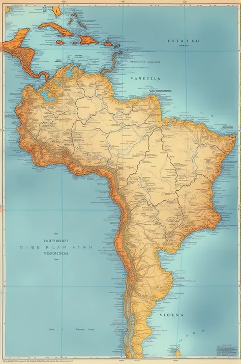 Cartography showing the borders of Venezuela 
