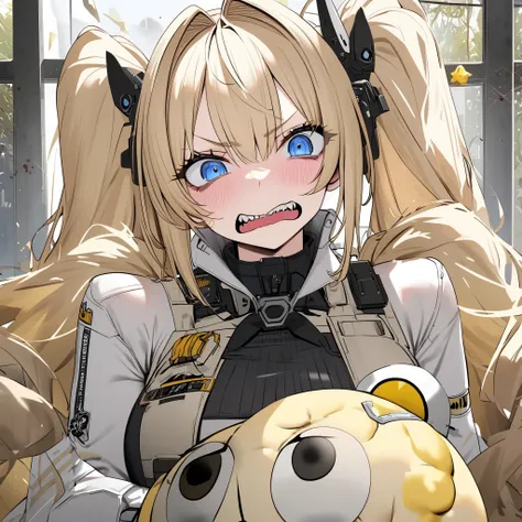 goddess of victory nikke , Twintail , Blonde hair , Tsundere, iDoll Sun , Blue eyes , Canine teeth , iDoll.