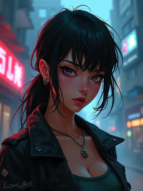 arcane movie scene digital painting style, girl character her face like thugs look, 8k details