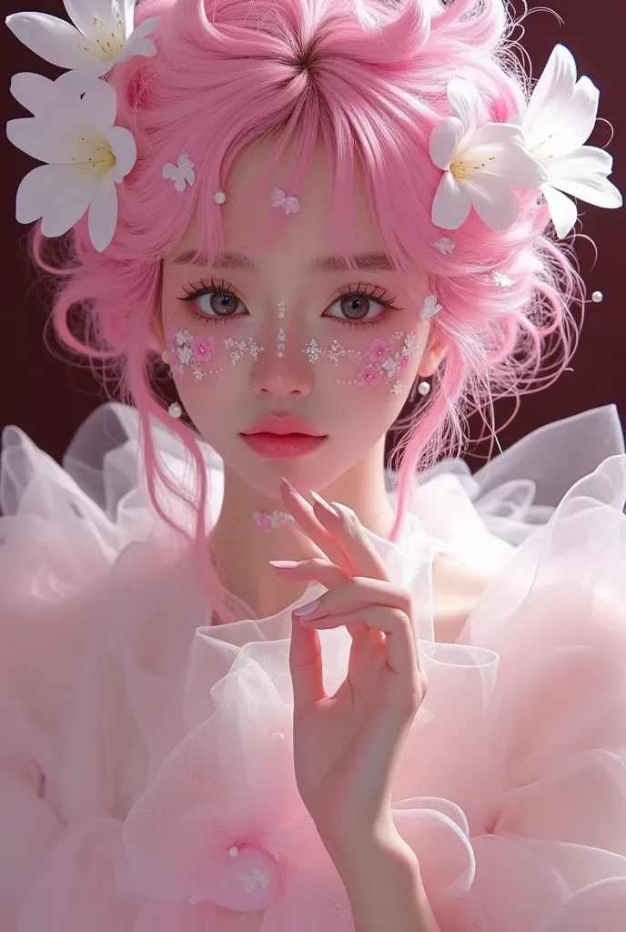 there is a woman dressed in pink,the hair is pink too, digital art inspired by yanjun cheng ,  is popular in the cg community, f...