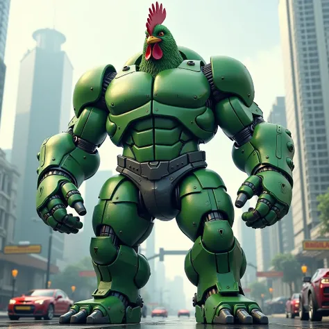 real giant Robot Hen cover with hulk costume