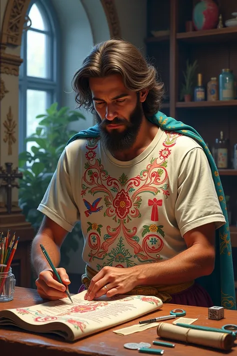 Create a colorful and written image of Saint Paul the Apostle " Decores "  a t-shirt 