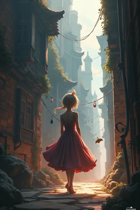 A creative and related theme anime painting with shadows and backgrounds