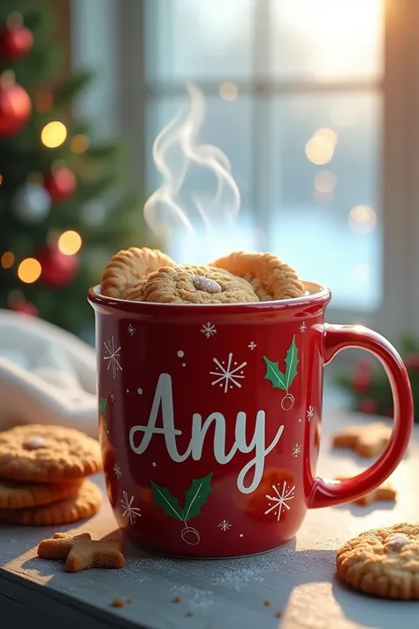 Christmas mug with cookies and the name Any