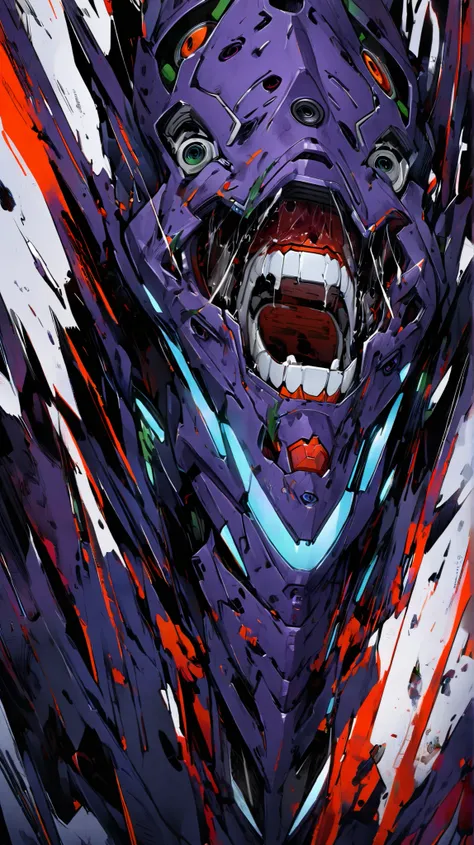 scary dark evangelion crying and screams , neon genesis evangelion, eva:01, scary