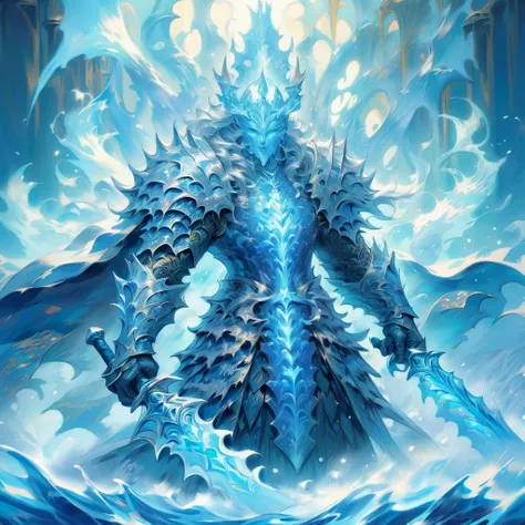 {  best quality}, {  very beautiful }, {  super detailed}, {  best illustration }Ghost、{  best quality}, {  very beautiful }, {  super detailed}, {  best illustration }Ice Lord,  Armor reflecting the color of silver ice,  Armor reflecting the color of silv...