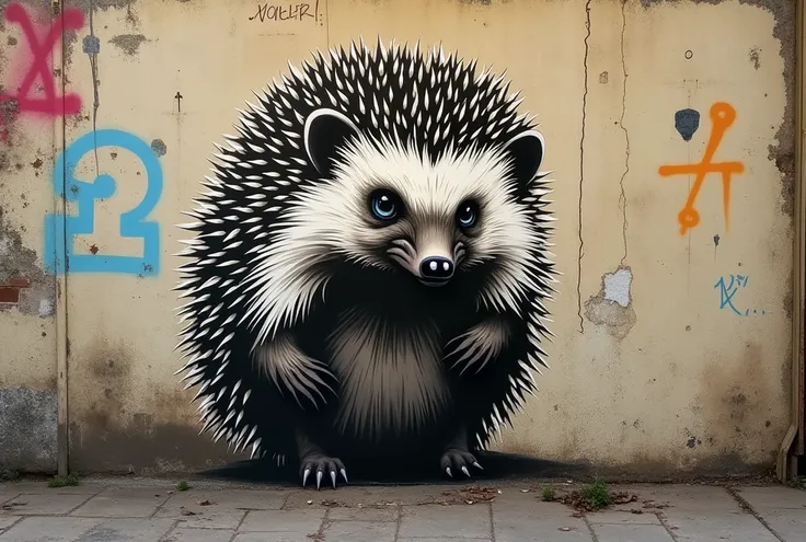 Banksy style hedgehog

