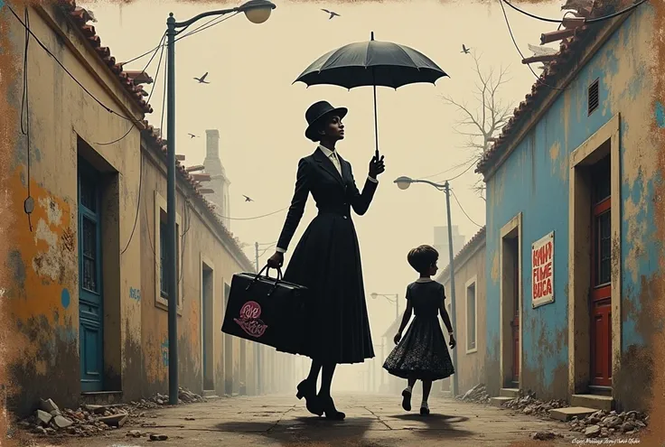 Banksy style mary poppins

