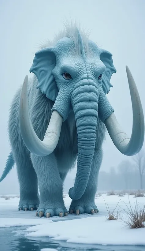 A ice dragon should be considered a dangerous creature with a mammoths physique mixed in.  This should be considered as facing the opposite direction in hazardous terrain .This animal should be seen as ferocious, clumsy dramatic, dangerous and precocious ....