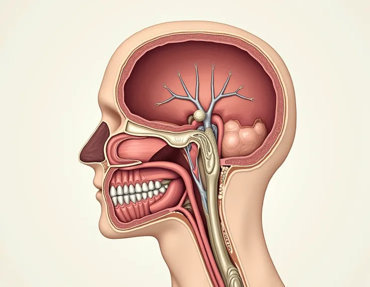  cavities of the head: Nasal cavity, auditory cavity ,  oral cavity and orbits 