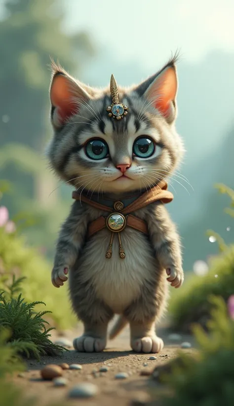 Short Legged Kitten  、 realistic な猫を再現する、 Dress up as Princess Mononoke, Dreamland,  realistic 