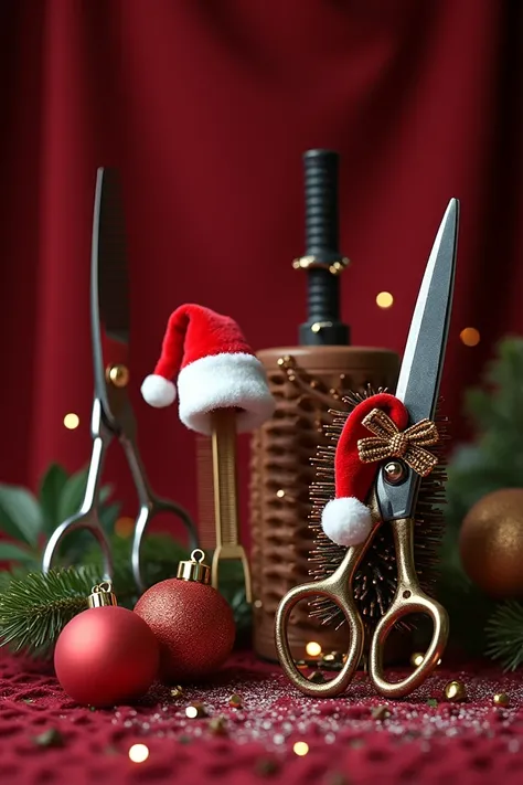 Hairdressing utensils with a Christmas touch 
