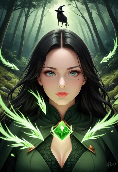 A witch with a beautiful face and beautiful black hair lived in the forest. amidst nature She was surrounded by wild animals. who is obsessed with you And all around her were fortune telling cards. There was light green magic power surrounding him and magi...