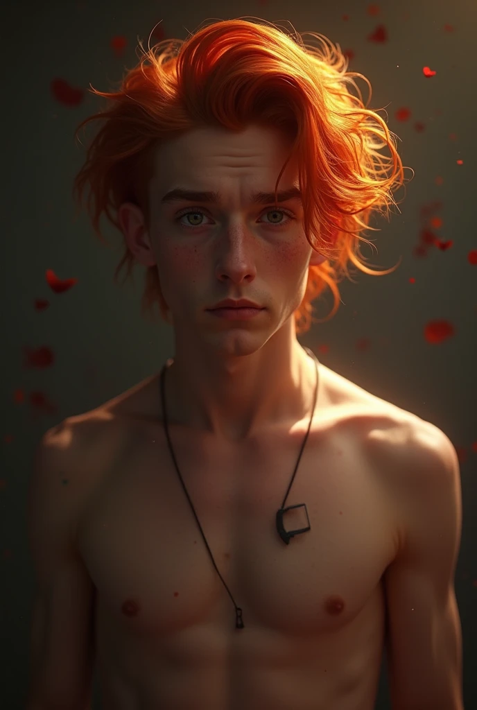  A red-haired man ,  handsome but with a cold expression , A red-haired man ,  using drama Sexy light shadows enhance the stereoscopic feel of space,  Emphasizes the characters sense of presence ,  delicately presents a high quality style ,  standing in a ...