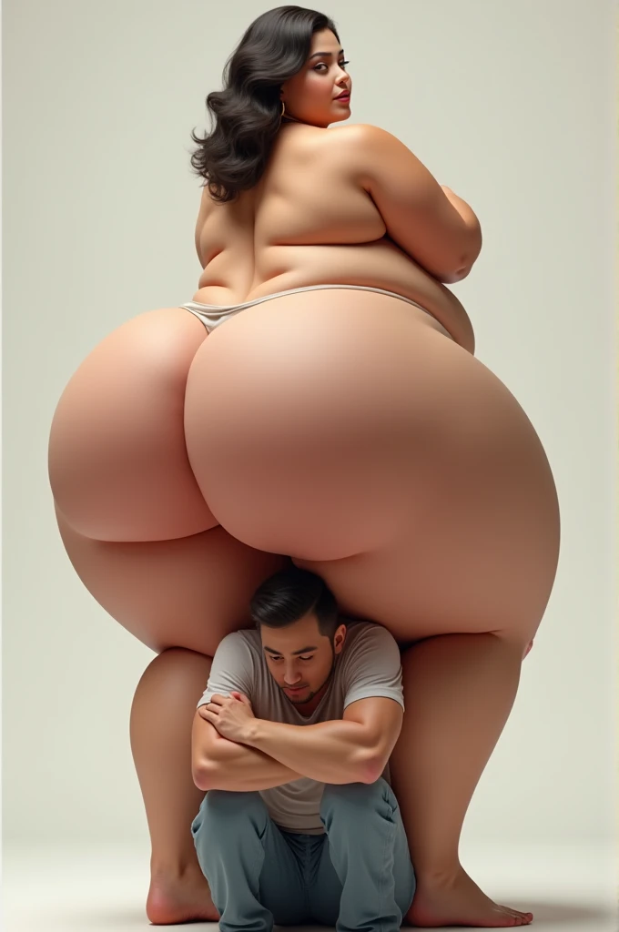 Woman with giant ass sitting on a 20-year-old man hugging her