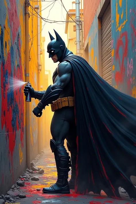 Batman painting graffiti that Ana plays