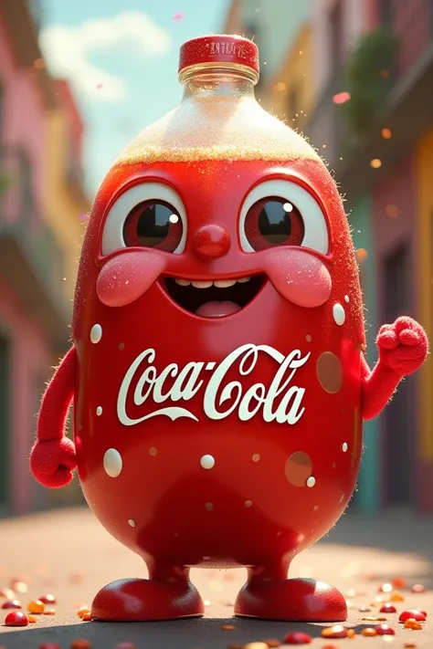 I create the Coca-Coca mascot Coquinha version