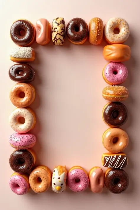 Create a frame of glass that is made of doughnuts