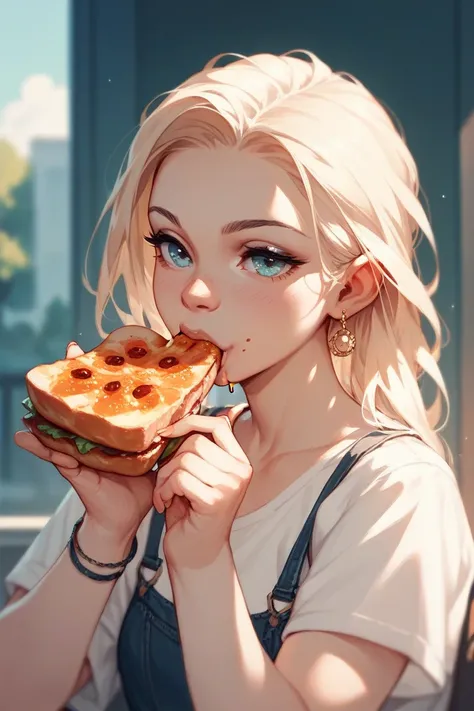 a girl eating 