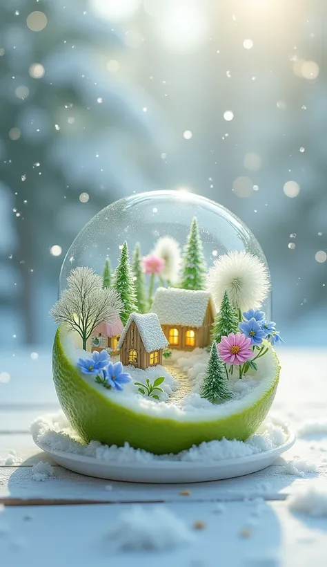 ❄ ️






Double winter composition .  On a slice of lime, a beautiful village,  on a white wooden table , snowflakes, Shine, glitter, soft cotton ,  beautiful flowers ,  lilac , blue, pink, soft green,  lilac  одуванчик,  white fluffy dandelion ,  high de...