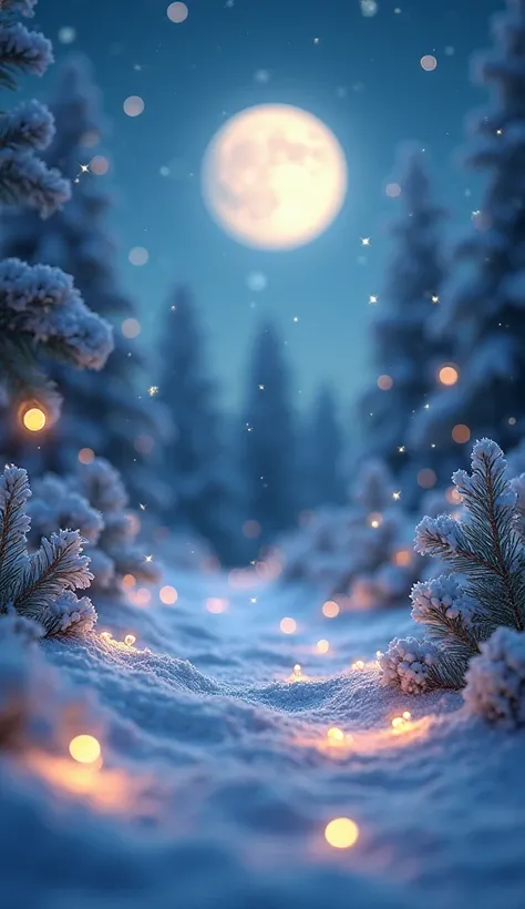 Christmas lights shining, shimmering, snowflake, moon