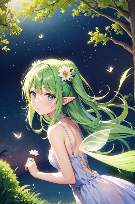 森の中で花を持つFairyの羽を持つアニメの女の子, Fairyの女王のように笑っている , 森のFairy, Fairyの肖像画, 美しいFairy, Fairyの肖像画,  elf girl  wearing an flower suit,  elf girl , 夏の森のFairyの女王,  Beautiful fantasy anime , Fairy, Fairyの女王, 美しいFairy, 森のFairy, 美しいFairy