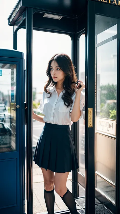 ① "A breathtaking illustration of Marys Phone reimagined as a beautiful high school girl, standing next to an old-fashioned public phone booth in a tranquil setting. Her youthful charm and enigmatic aura captivate the viewer, hinting at an untold story.

H...